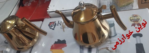 کتری قوری استیل طلایی. 1  لیتری فیلتر دار مدل عربی - Image 2